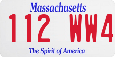 MA license plate 112WW4