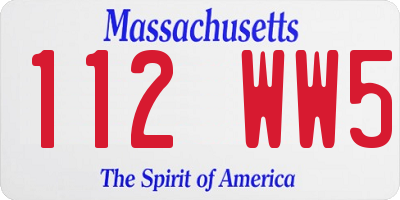 MA license plate 112WW5