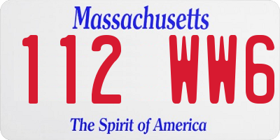 MA license plate 112WW6