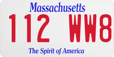 MA license plate 112WW8