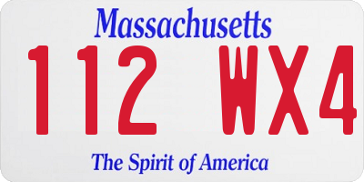 MA license plate 112WX4