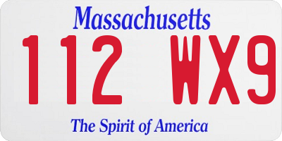 MA license plate 112WX9