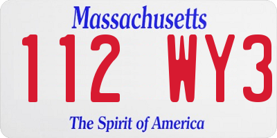 MA license plate 112WY3
