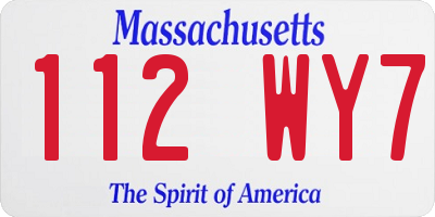 MA license plate 112WY7