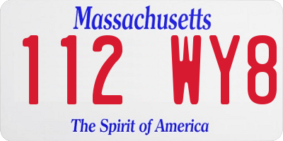 MA license plate 112WY8