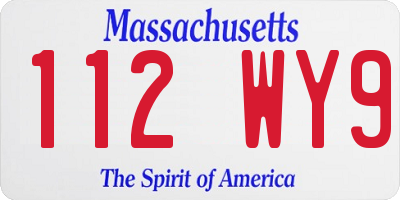 MA license plate 112WY9