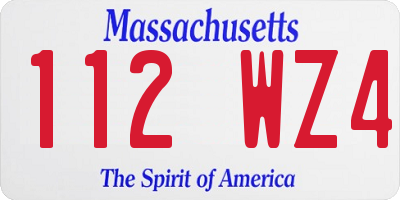MA license plate 112WZ4