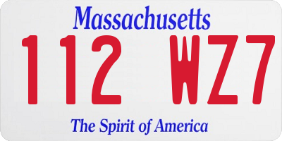 MA license plate 112WZ7