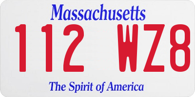 MA license plate 112WZ8