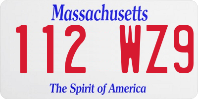 MA license plate 112WZ9