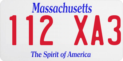 MA license plate 112XA3