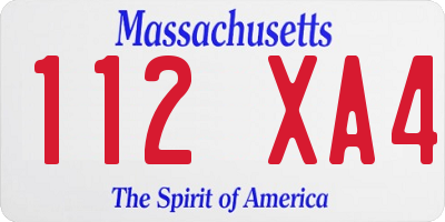 MA license plate 112XA4