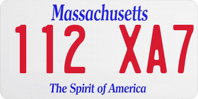 MA license plate 112XA7