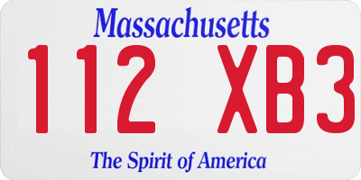 MA license plate 112XB3