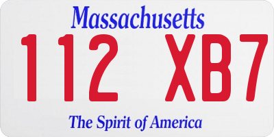 MA license plate 112XB7