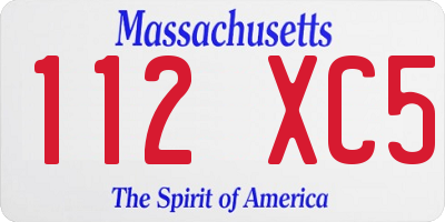 MA license plate 112XC5