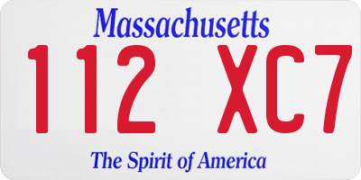 MA license plate 112XC7