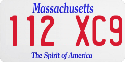 MA license plate 112XC9