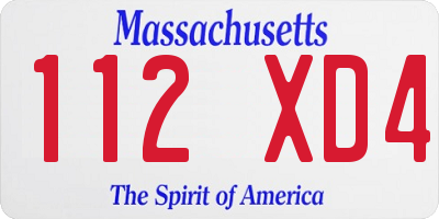 MA license plate 112XD4