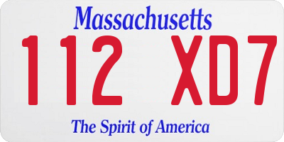 MA license plate 112XD7