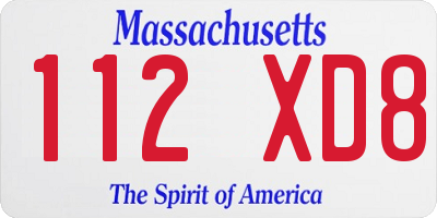 MA license plate 112XD8