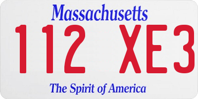 MA license plate 112XE3