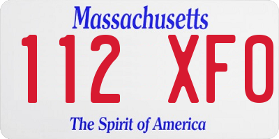 MA license plate 112XF0