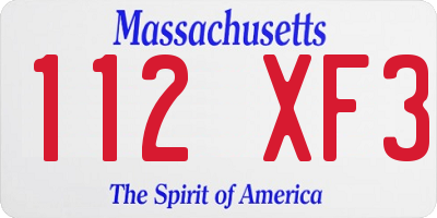 MA license plate 112XF3