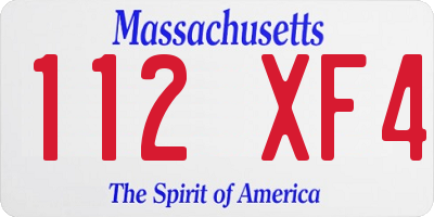 MA license plate 112XF4