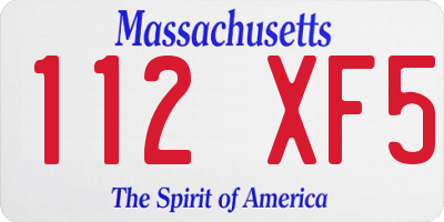 MA license plate 112XF5