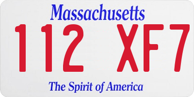 MA license plate 112XF7