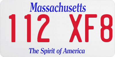 MA license plate 112XF8