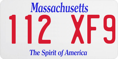 MA license plate 112XF9