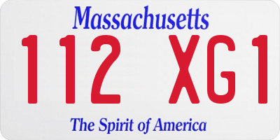 MA license plate 112XG1