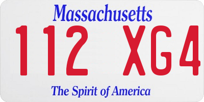 MA license plate 112XG4