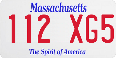 MA license plate 112XG5