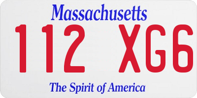 MA license plate 112XG6