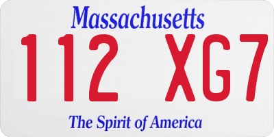 MA license plate 112XG7