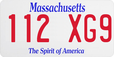 MA license plate 112XG9