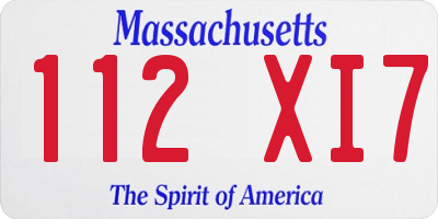 MA license plate 112XI7