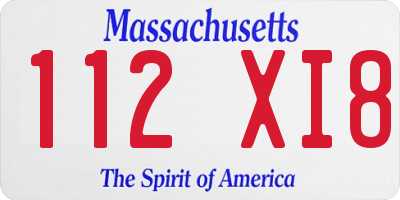 MA license plate 112XI8