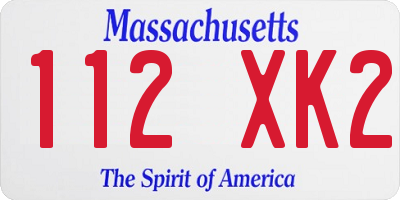 MA license plate 112XK2