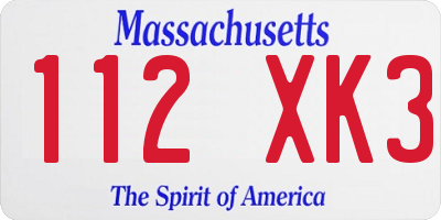 MA license plate 112XK3