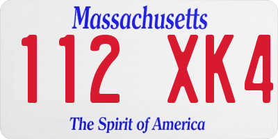 MA license plate 112XK4