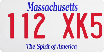 MA license plate 112XK5