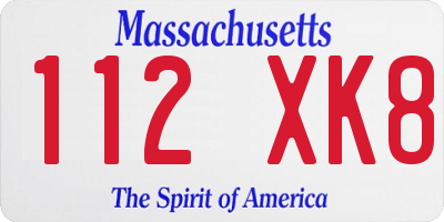 MA license plate 112XK8