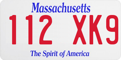MA license plate 112XK9