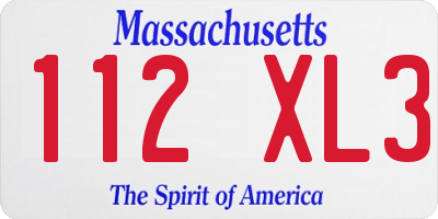 MA license plate 112XL3
