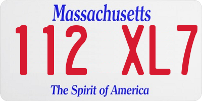 MA license plate 112XL7