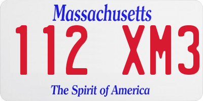 MA license plate 112XM3
